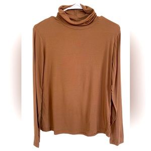 Tan lightweight cotton blend turtle neck